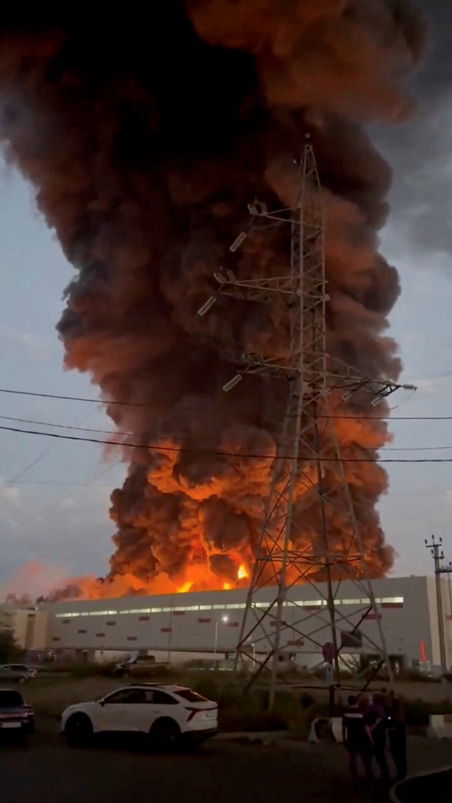 Smoke rises from a Wildberries warehouse on fire after an attack in Nevinnomyssk, Russia, July 22, 2026, in this still image obtained from social media video.  Social Media/via REUTERS  THIS IMAGE HAS BEEN SUPPLIED BY A THIRD PARTY. NO RESALES. NO ARCHIVES. NEWS USE ONLY.       TPX IMAGES OF THE DAY.    VERIFICATION:  - Building exterior, utility poles and towers, and road layout matched archive and satellite imagery.  - Corroborating footage showed smoke rising from the same location.  - The governor of Stavropol region Vladimir Vladimirov said on Telegram on July 22 that a drone attack on the outskirts of Nevinnomyssk resulted in fire in a warehouse complex.  - Tatyana Kim, the head and co-founder of Wildberries, posted on Telegram on July 22 that the company’s logistic centers in Krasnodar and Nevinnomyssk were attacked.  - No older versions of the video found posted online before July 22.
