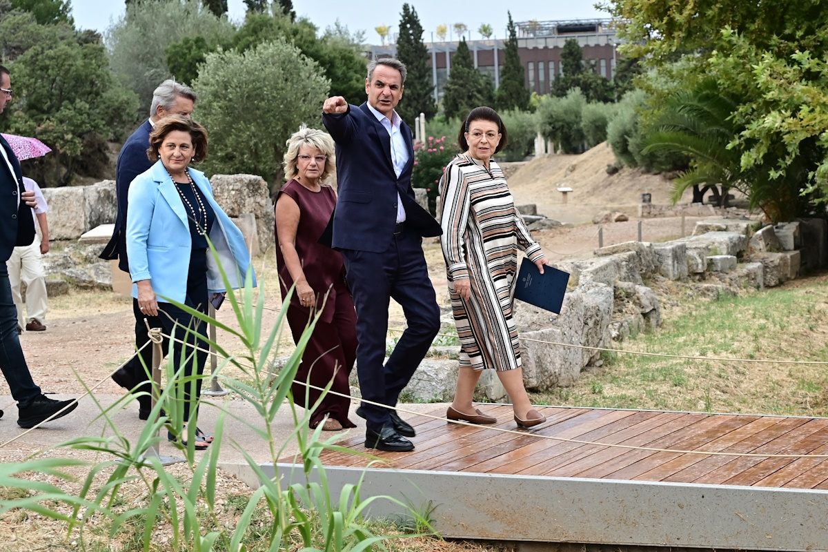 Ο πρωθυπουργός, Κυριάκος Μητσοτάκης στα εγκαίνια για τα έργα αναβάθμισης των υποδομών στον αρχαιολογικό χώρο του Κεραμεικού